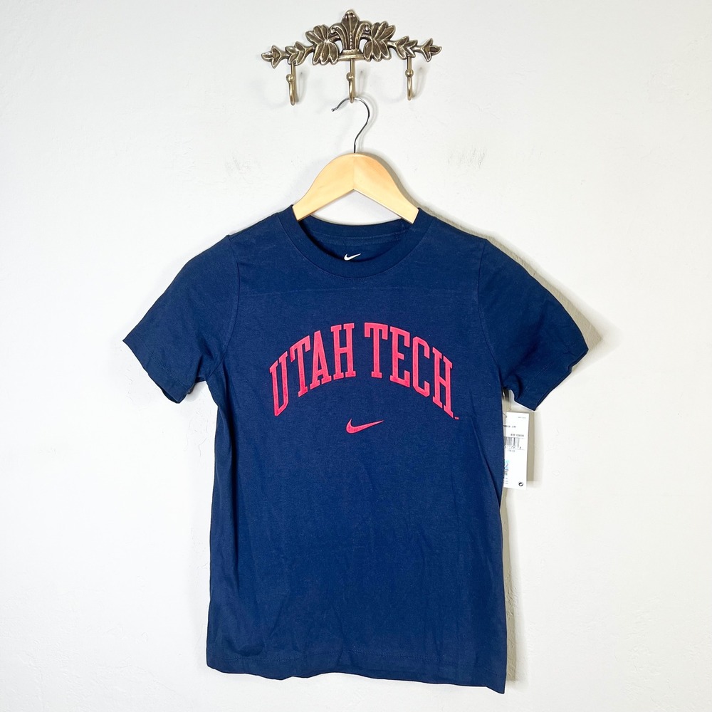 Nike T-Shirt Utah Tech Trailblazers Youth Size Medium Navy Blue New Graphic Tee